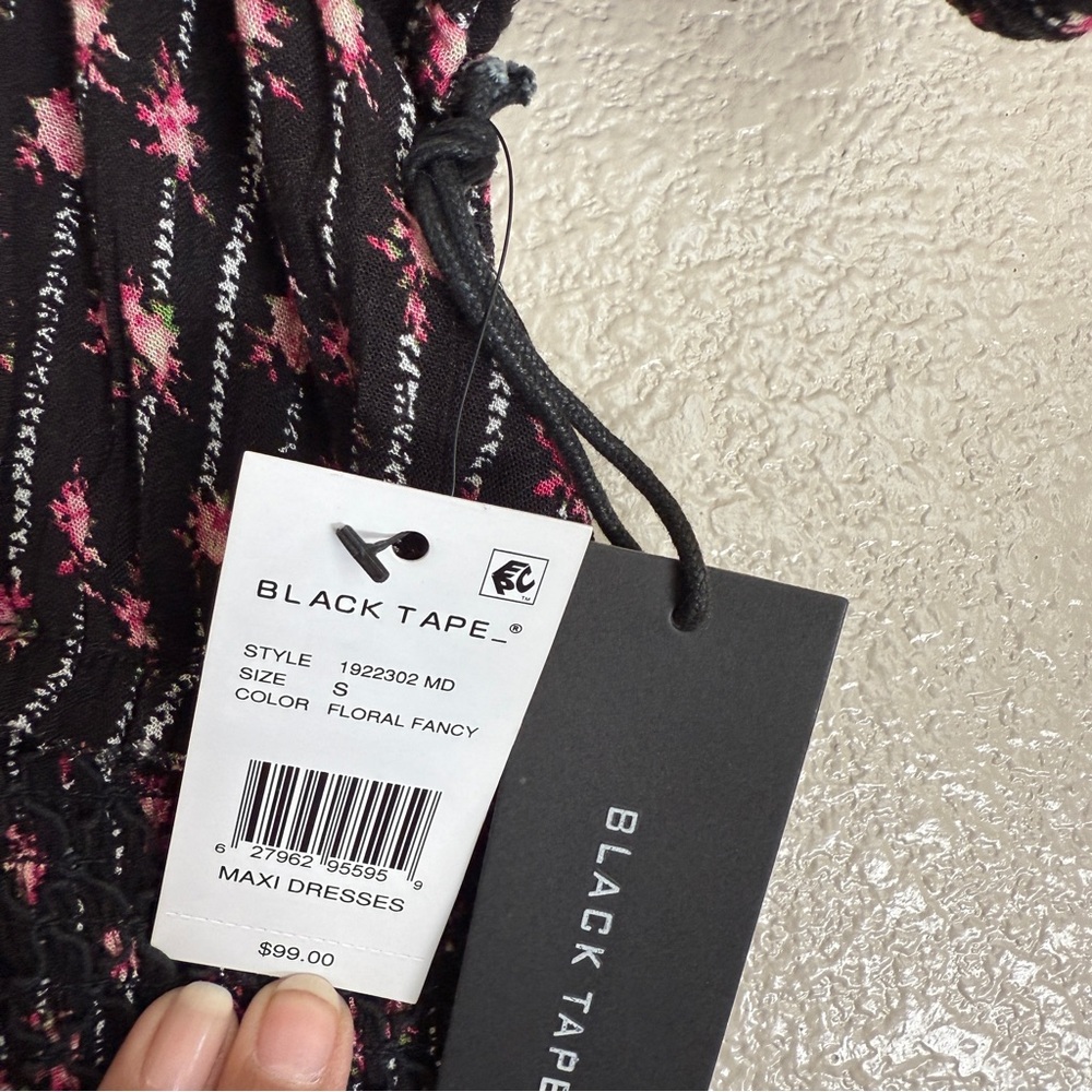 Black Tape Black and‎ Pink Floral Maxi Dress Sz S NWT - Picture 9 of 12